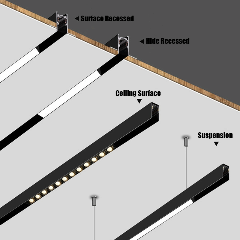 DC48V Smart Tuya Zigbee Color Changing Linear Magnetic Lighting Suspended Surface Mounted Track Rail Light System